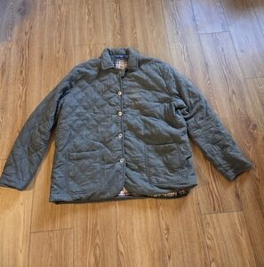 Krazy Kat Quilted Full Button Jacket Womens large Cottage Floral Reverssible